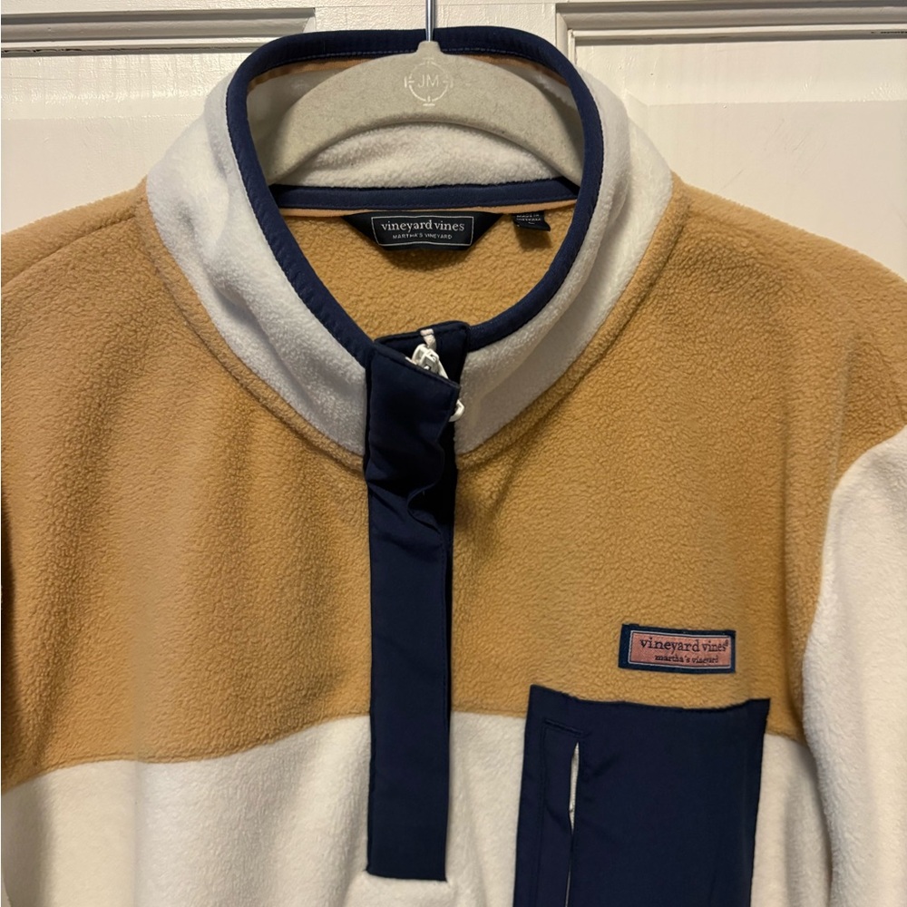 Vineyard Vines cream pullover 1/4 zip fleece sweatshirt women’s size l large - Picture 4 of 5